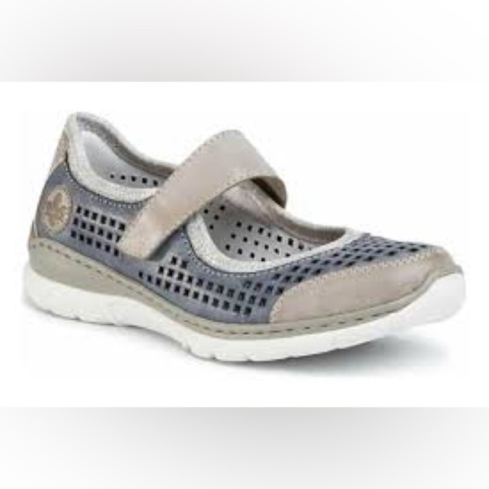 Rieker Nikita Mary Jane flats tan gray leather women’s size 41 casual‎ boho